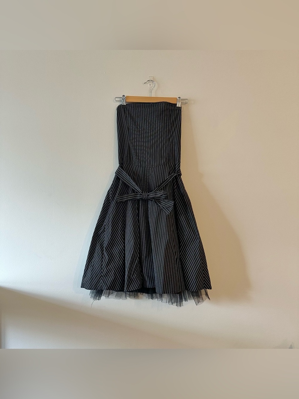 Vintage Goth Punk Forever 21 Black Striped Strapless Tulle Dress S Grunge Scene